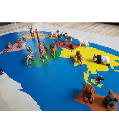 World Map -40 x 67 cm - washable mat Montessori