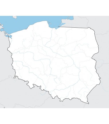 Mapa Polski - 65x50 cm - mapa z 20 najdłuższymi rzekami i granicami województw jako punkt odniesienia