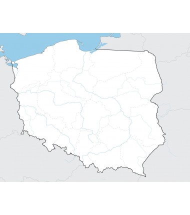 Mapa Polski - 65x50 cm - mapa z 10 najdłuższymi rzekami i granicami województw jako punkt odniesienia