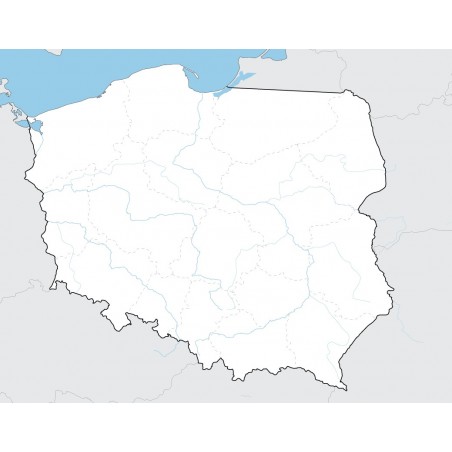 Mapa Polski - 65x50 cm - mapa administracyjna z 10 najdłuższymi rzekami