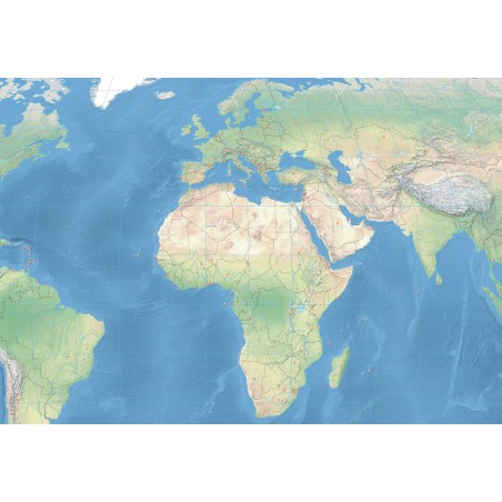 Mapa świata 65 x50 cm - siatka kartograficzna, podział polityczny, stolice