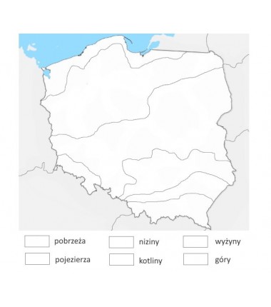 Mapa Polski - krainy geograficzne - 65 x 50 cm - mata do kolorowania