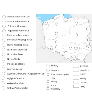 copy of Mapa Polski - ukształtowanie terenu - 65 x 50 cm - mata do kolorowania