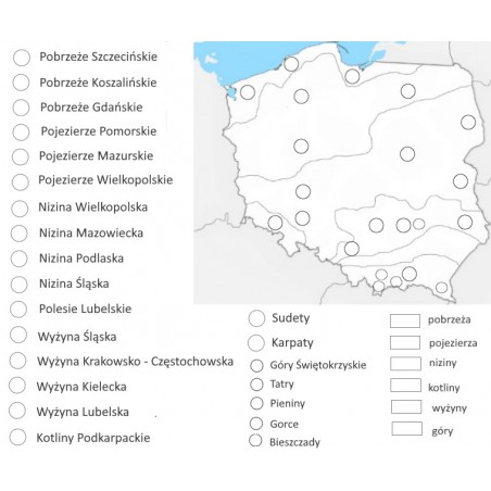 copy of Mapa Polski - ukształtowanie terenu - 65 x 50 cm - mata do kolorowania