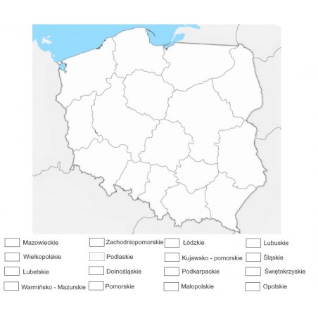 OUTLET -  Mapa Polski - 65 x 50 cm - mapa administracyjna do kolorowania, tło