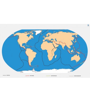Mapa Tektoniki płyt litosfery - 135 x 100 cm