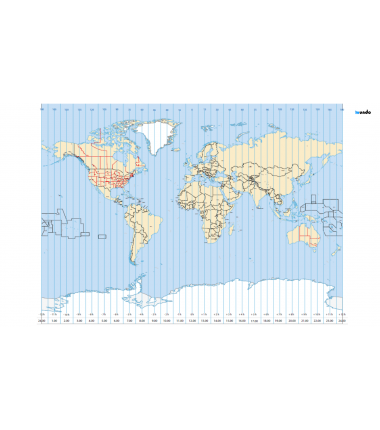 Mapa Stref Czasowych - Czas umowny - 200 x 135 cm