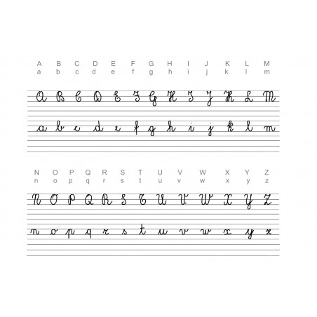 Włoski alfabet pisany "corsivo 1" - mata do nauki pisania - 65 x 50 cm