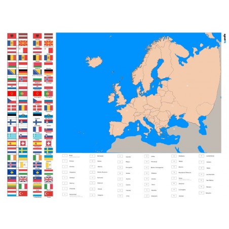 Europa - 200 x 135 cm - mapa polityczna + FLAGI + legenda