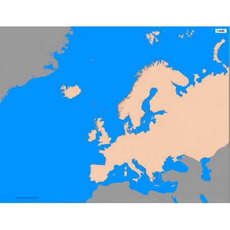 Europa - 65 x 50 cm - mapa konturowa, granica geograficzna