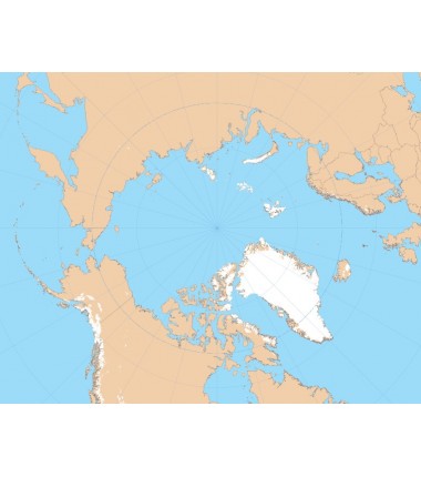 Arktyka - mapa konturowa 65x50  cm, z siatką kartograficzną
