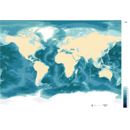 Batygraficzna mapa mórz i oceanów - 40 x 67 cm