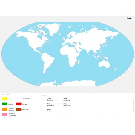Mapa świata - kontynenty i oceany - kolorowanka - 65 x 50 cm