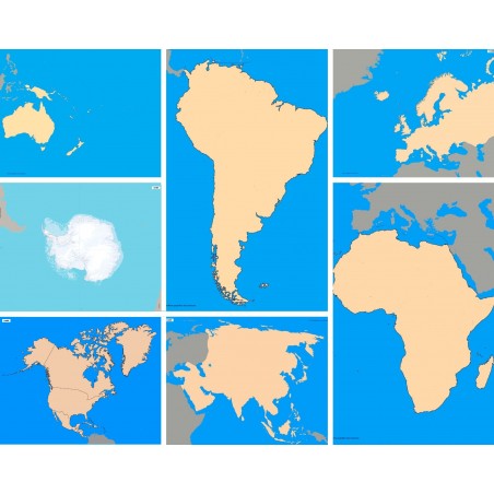 Zestaw map konturowych - 65 x 50 cm - kontynenty