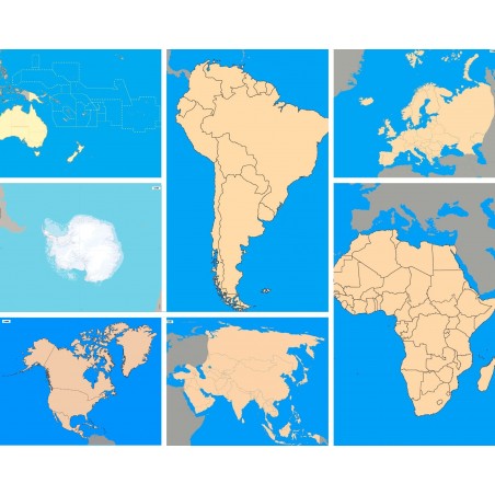 Zestaw map politycznych - 65x50cm - kontynenty