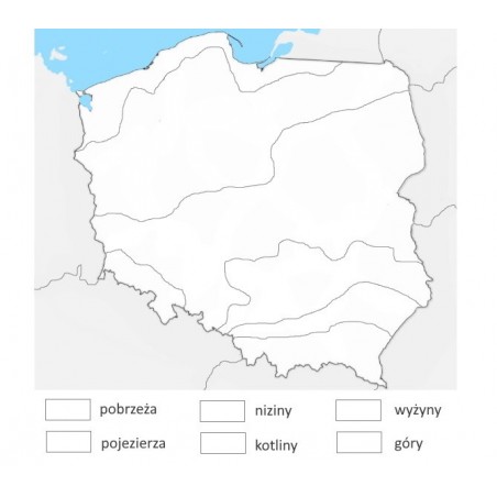 Mapa Polski - krainy geograficzne - 65 x 50 cm