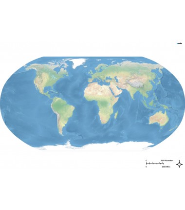 Krajobrazowa mapa świata - Atlantyk - 200 x 135 cm