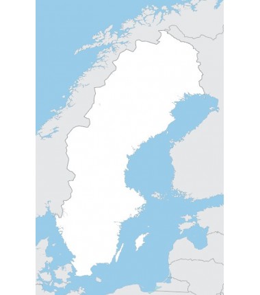 Szwecja - mapa konturowa - 65 x 50 cm