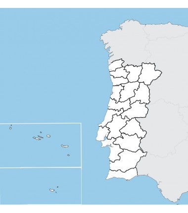 Portugalia - mapa administracyjna - 65 x 50 cm
