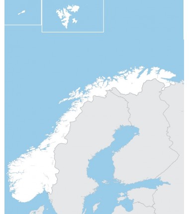 Norwegia - mapa konturowa - 65x50 cm